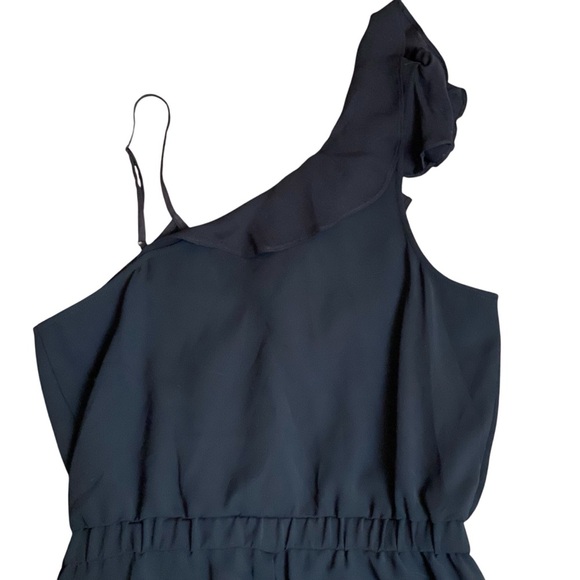 PARKER Addison Black Asymmetrical One-Sleeve Ruffle Jumpsuit Size 2 - Picture 14 of 15